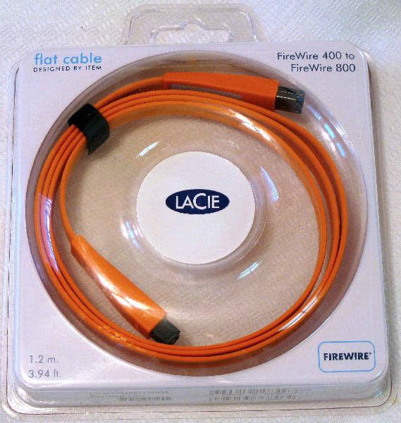 NEW Lacie Flat Firewire 400-800 cable (9pin to 6pin), 1.2m/4ft
