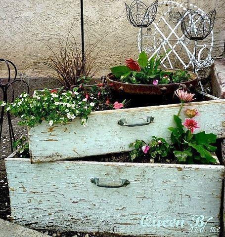 Wood Dresser Garden Pots
