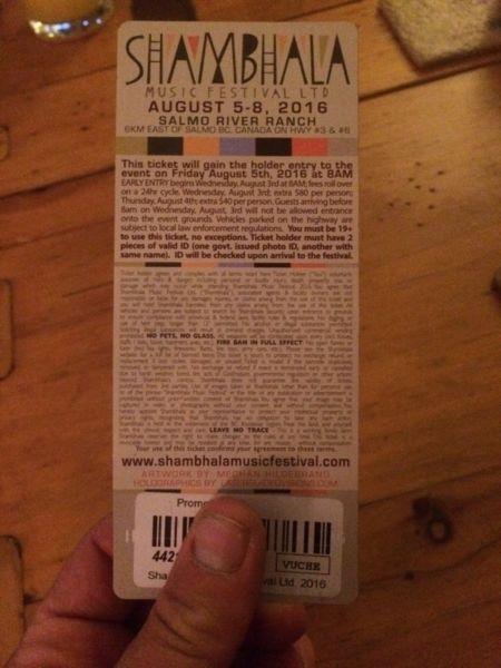 Shambhala ticket w/ early entry