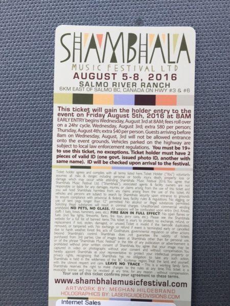 Shambhala ticket x2