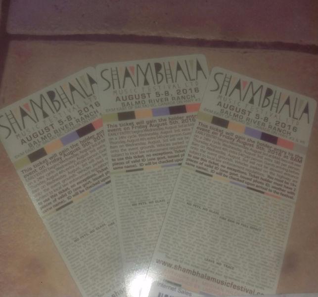 3 Shambhala Tickets for Sale