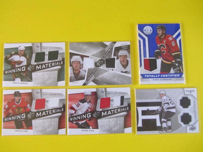 6 game-used jersey hockey cards: Patrick Kane, Stall brothers