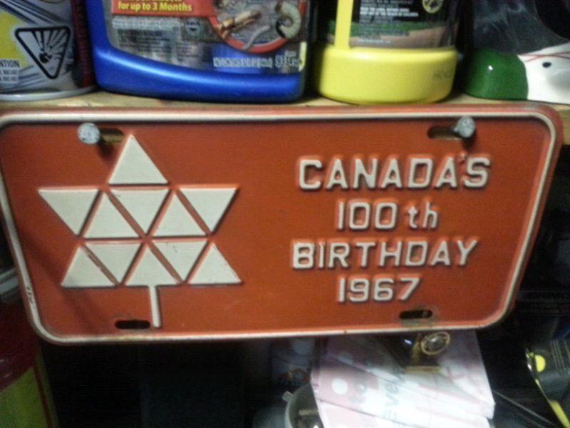 Canada's 100th Birthday 1967 licence plate for sale