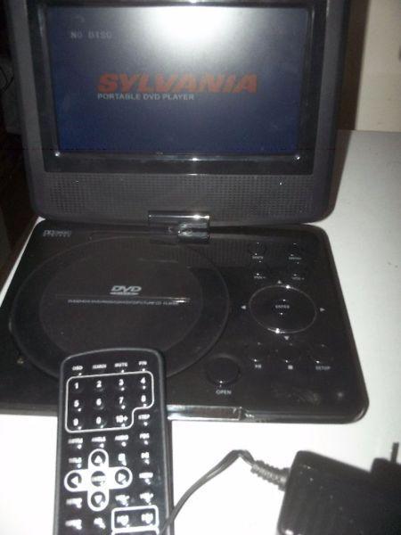 portable sylvania dvd player with remote and power suppy