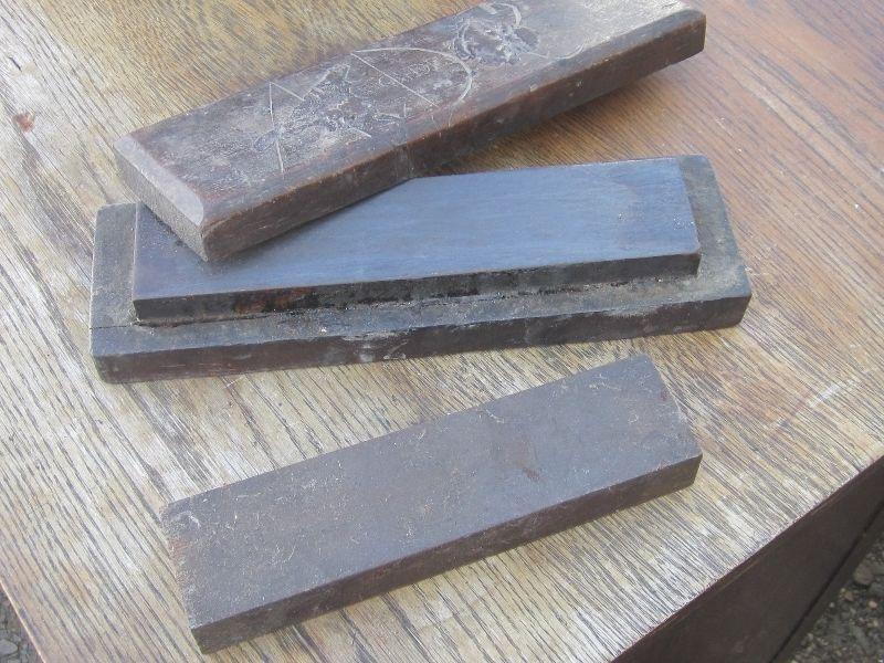 2 OLD SHARPENING STONES $5 & $10 EA. ONE IN WOOD CASE