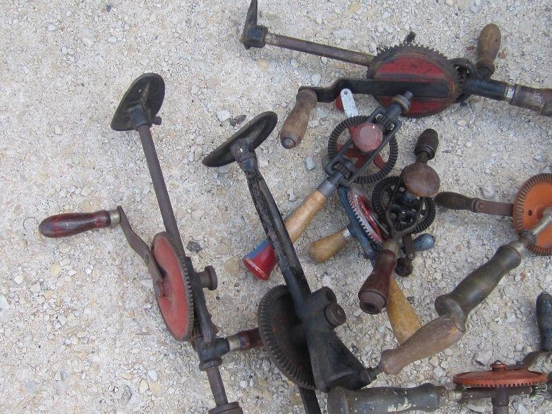 BUNCH OF OLD HAND CRANK DRILL TOOLS $10.00 EACH !!