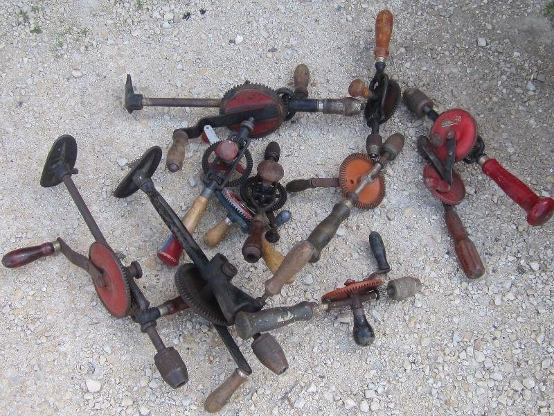 BUNCH OF OLD HAND CRANK DRILL TOOLS $10.00 EACH !!