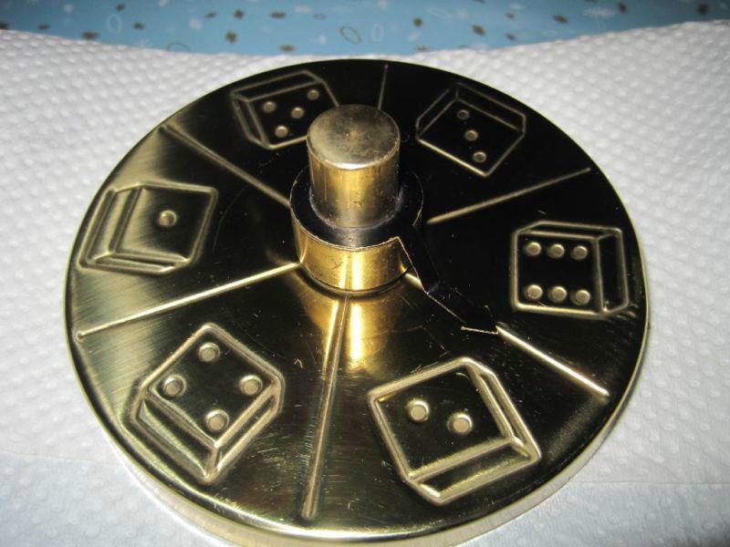 Solid Brass Dice Wheel Executive Paperweight
