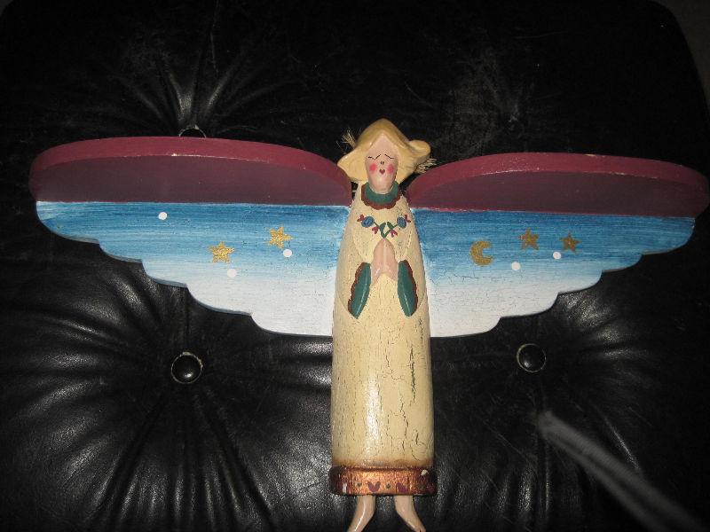 Custom Crafted Hand Painted Folk Art Angel Wall Shelf