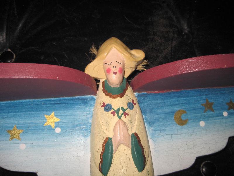 Custom Crafted Hand Painted Folk Art Angel Wall Shelf