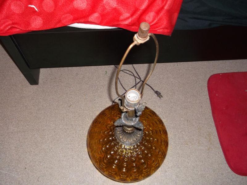 A BRASS AND GLASS ANTIQUE LAMP - LOWER PRICE NOW !!!