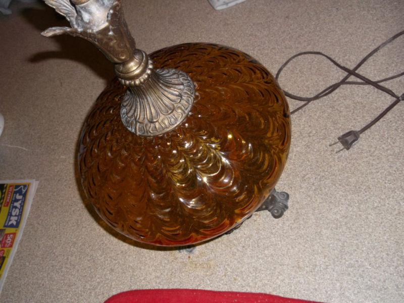 A BRASS AND GLASS ANTIQUE LAMP - LOWER PRICE NOW !!!