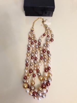 Brand New Joan Rivers 3 Stand Pearl Necklace