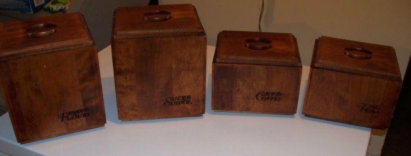 Vintage Wood Cannister set, Baribocraft Canada, $20