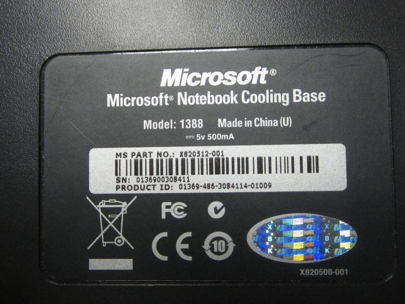 microsoft notebook cooling base model 1388 usb powered