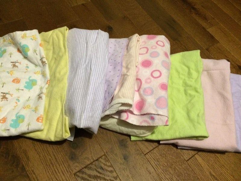 Receiving blankets and bassinet sheet