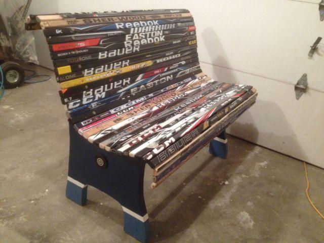 Jets Themed Hockey stick Bench