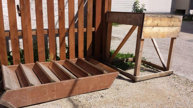 Exterior wood stairs steps with landing