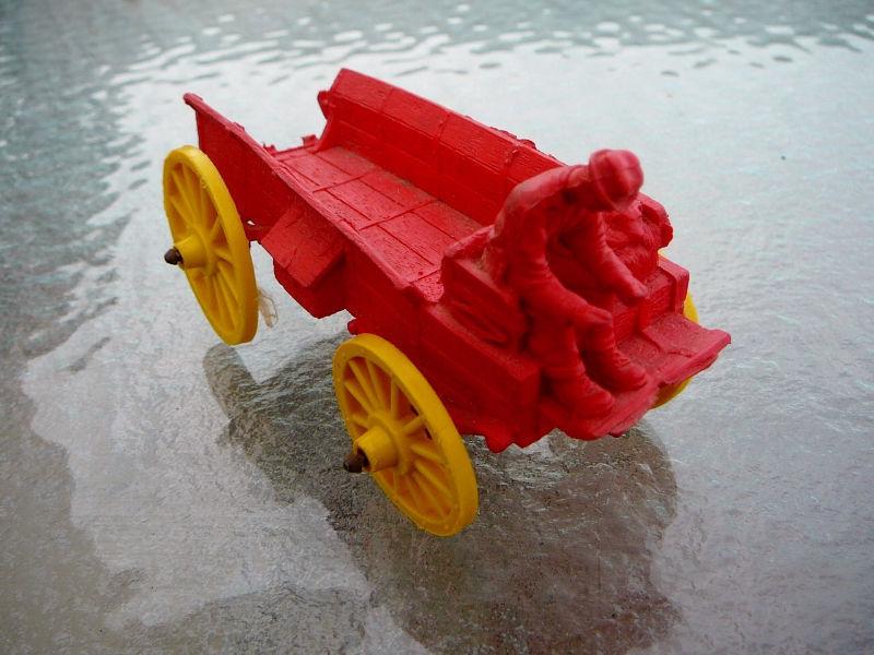OLD 60s RUBBER TOY WAGON GOOD COND. TOMTE-LAERDAL MAYBE COWBOY