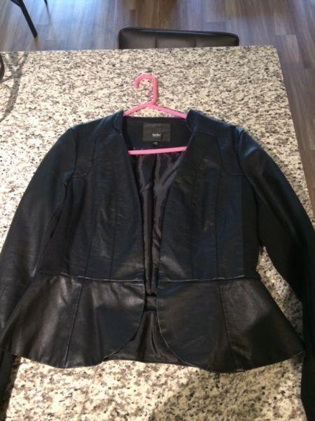Black Peplum Style Leather Jacket