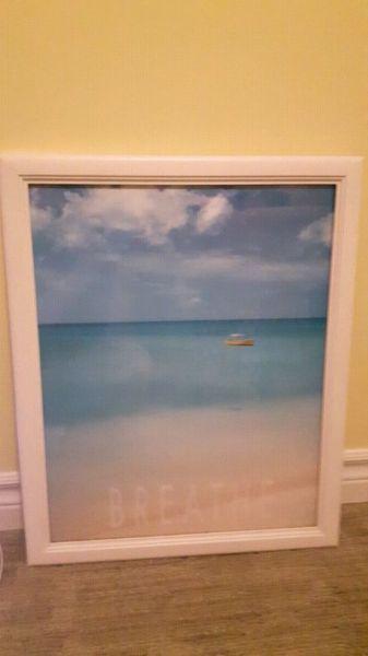 22x18 beach print in white frame
