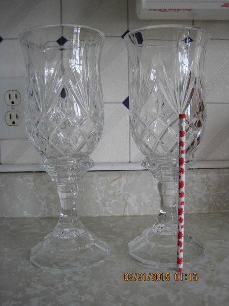 Two 11 1/2 inch tall Crystal Candle Holders