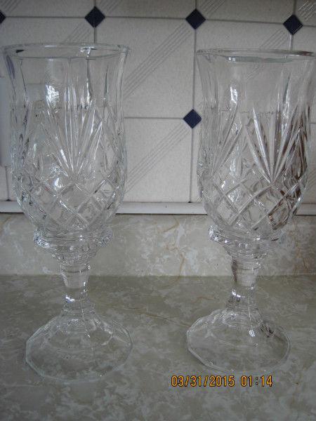 Two 11 1/2 inch tall Crystal Candle Holders