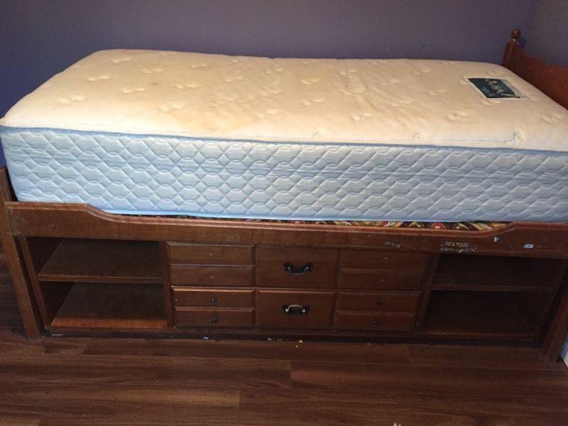 Moving sale . Wooden single loft bed with mattress