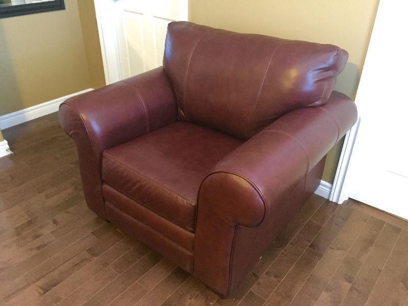 burgundy-Brown Top Grain Leather Chair (brand new condition)