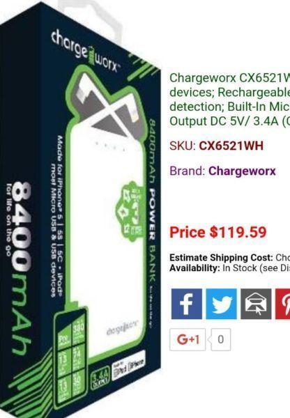 Chargeworx powerbank portable charger new can charge any thing