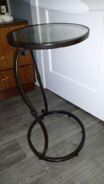 Glass top and metal frame side table