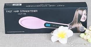 Electric Fast Hair Straightener Comb LCD Iron Brush Tool HQT-906
