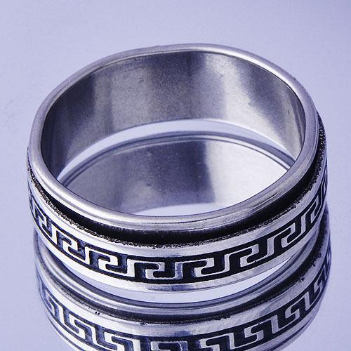 Greek Design Styled Spinner Band Ring Stainless Steel Sz: 9.5