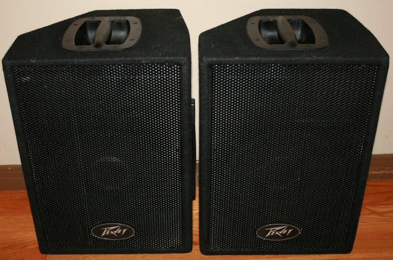 2 Peavey PVi 10 2-Way PA Speakers / Monitors & Stands