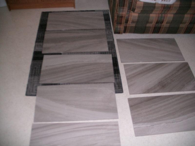 Large Ceramic Tiles: 12 x 24 in. Mix of marbled grey colors