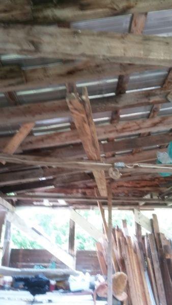 wooden beams, posts, & materials from outbuilding