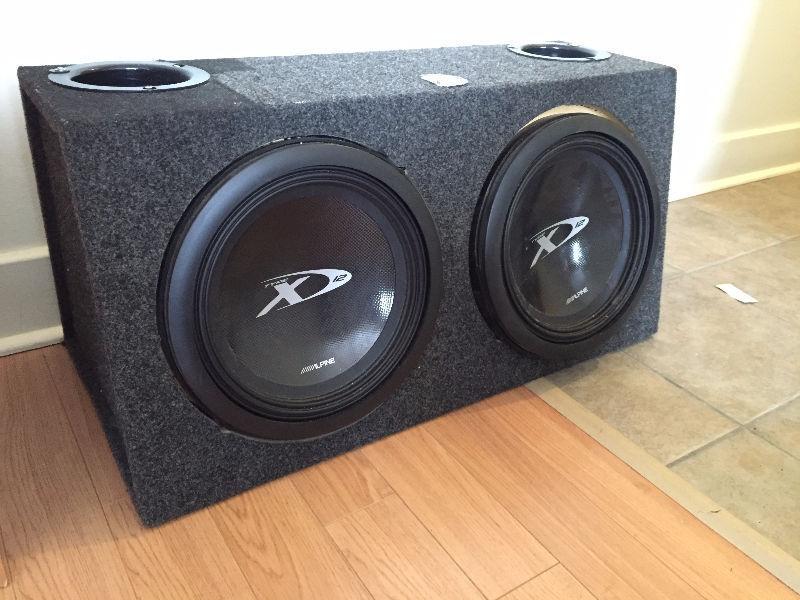 Two Alpine Type X 12' Subwoofers with Enclosure