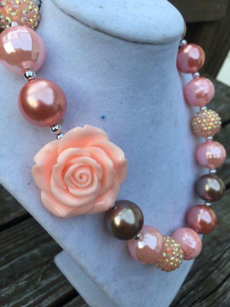 Peach rose necklace