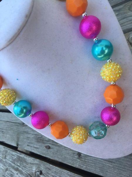 Summer love chunky bead necklace