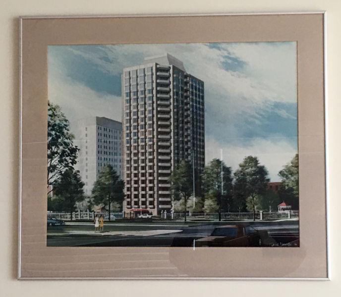 Limited edition framed architectural rendering print