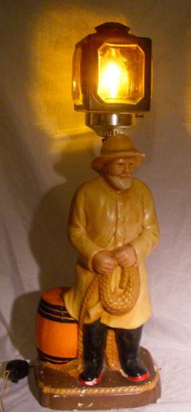 Vintage Chalkware Mariner Figurine Table Lamp