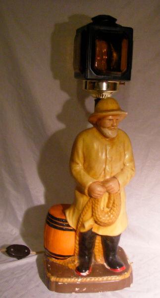 Vintage Chalkware Mariner Figurine Table Lamp