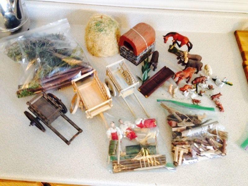 Large Lot Of Farm Diorama Stuff, Hand Crafted