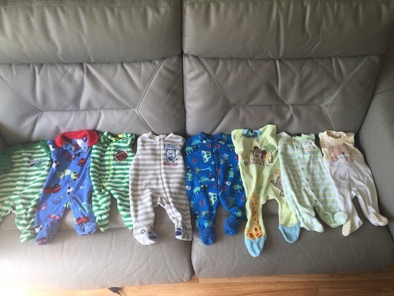 35 pieces! Baby boy 0-3 M sleepers + onsies