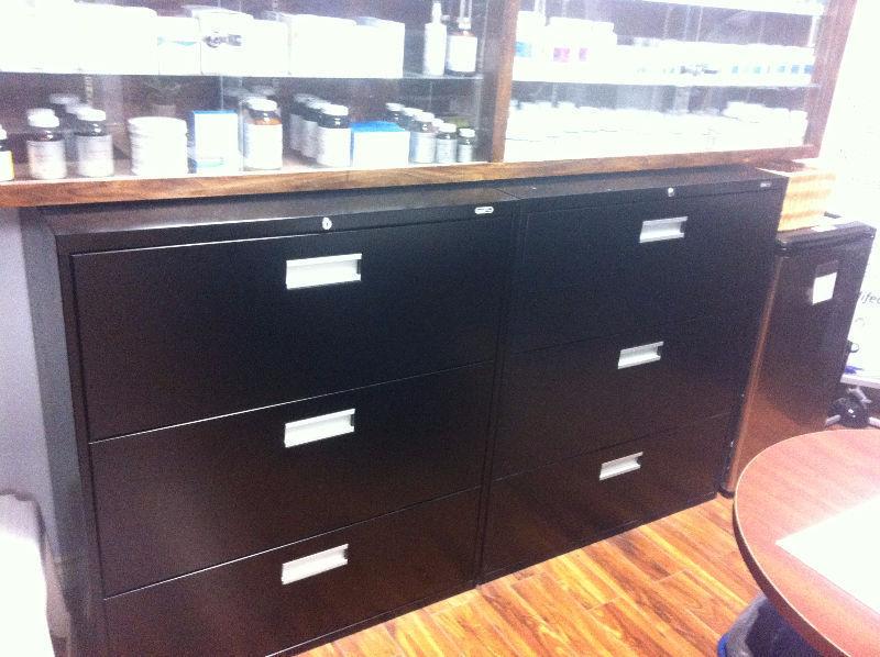 Black 3 drawer lateral file cabinets