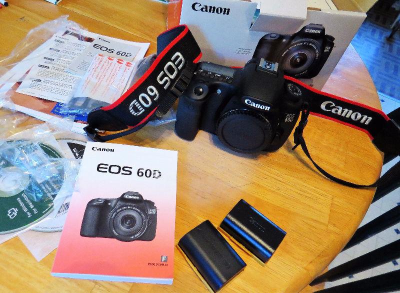 Canon 60d Body,2 extra Batteries,Charger,Box,Books,cds Cords