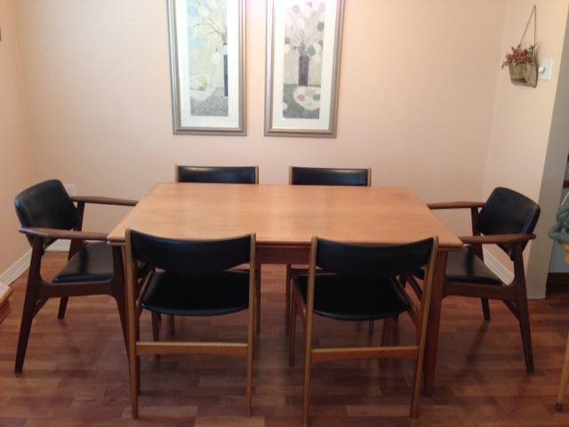 Estate Sale - Teak Mid Century Swedish table, 6 chairs