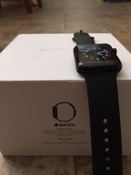 Apple Watch 42mm Black Stainless w/ Sports Band