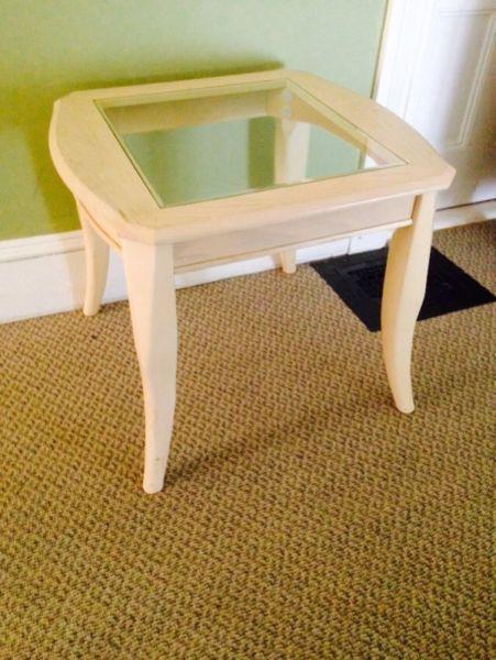 Solid Wood Glass Top Side Table. 26