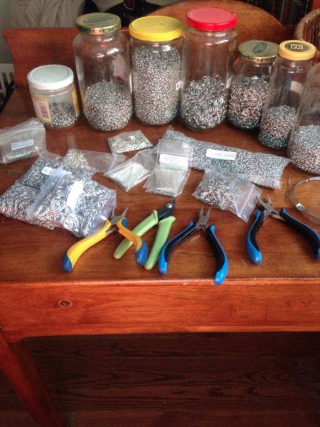 Assorted Chainmail Supplies- all you need! Bright Aluminum rings
